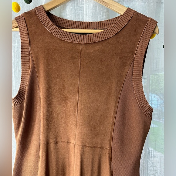 🤎 NEW New York & company sleeveless brown stretch bodycon panel dress L - Picture 4 of 13